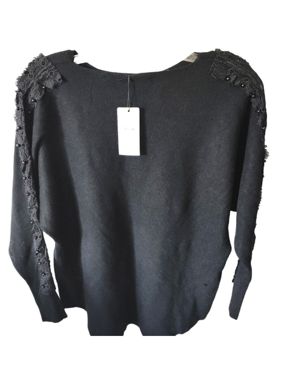 DOMANI Cotton Blend Beaded Crew Neck Long Sleeve Sweater Size Large NWT